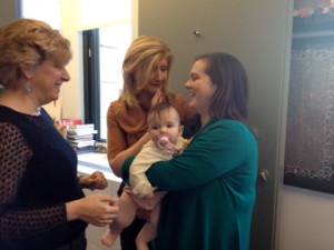 Lisa Belkin, Arianna Huffington, and a baby who eats books.